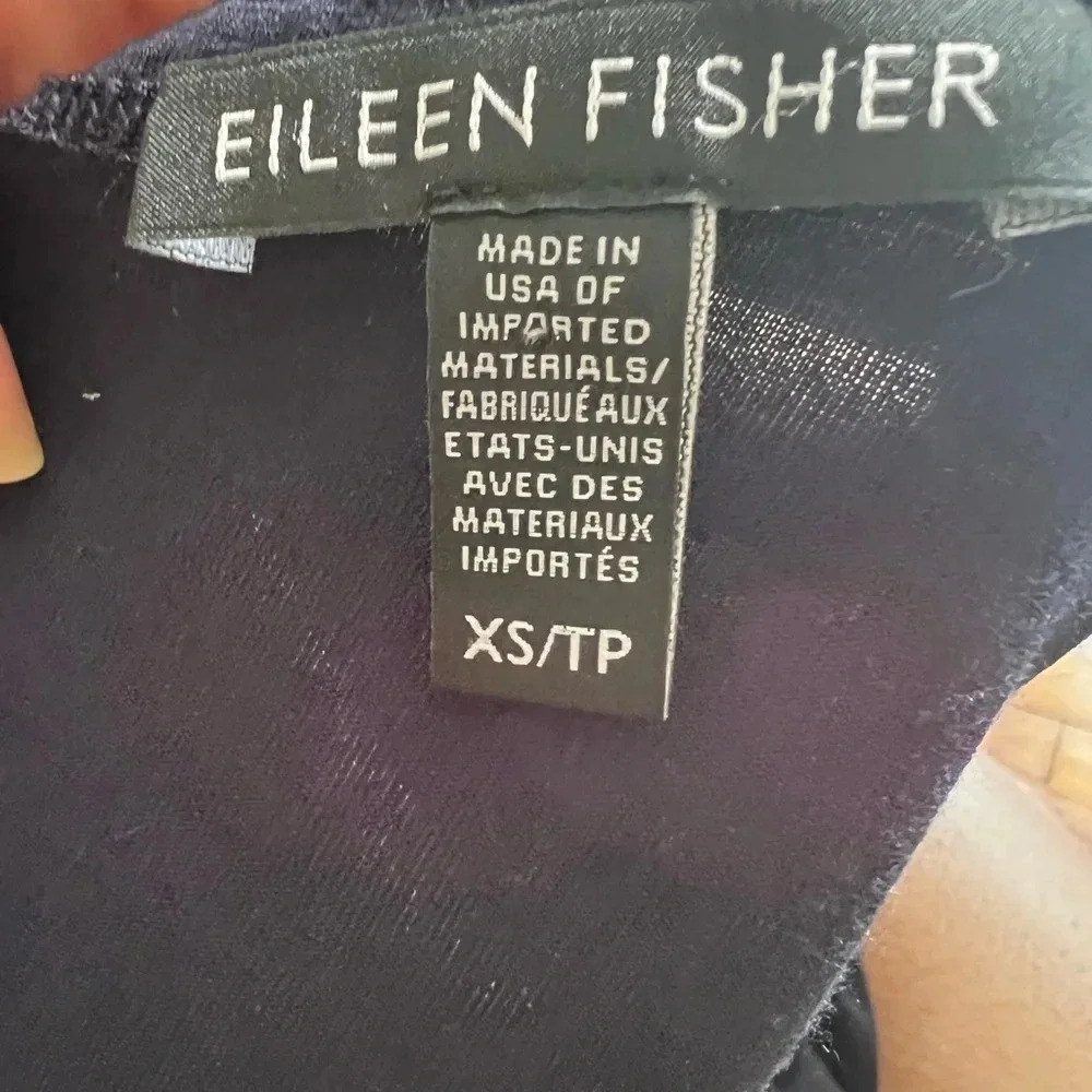 Eileen Fisher Cropped, Wide Leg, Lightweight Jumpsuit, Navy Blue - Sz XS, Fits M - Picture 9 of 9